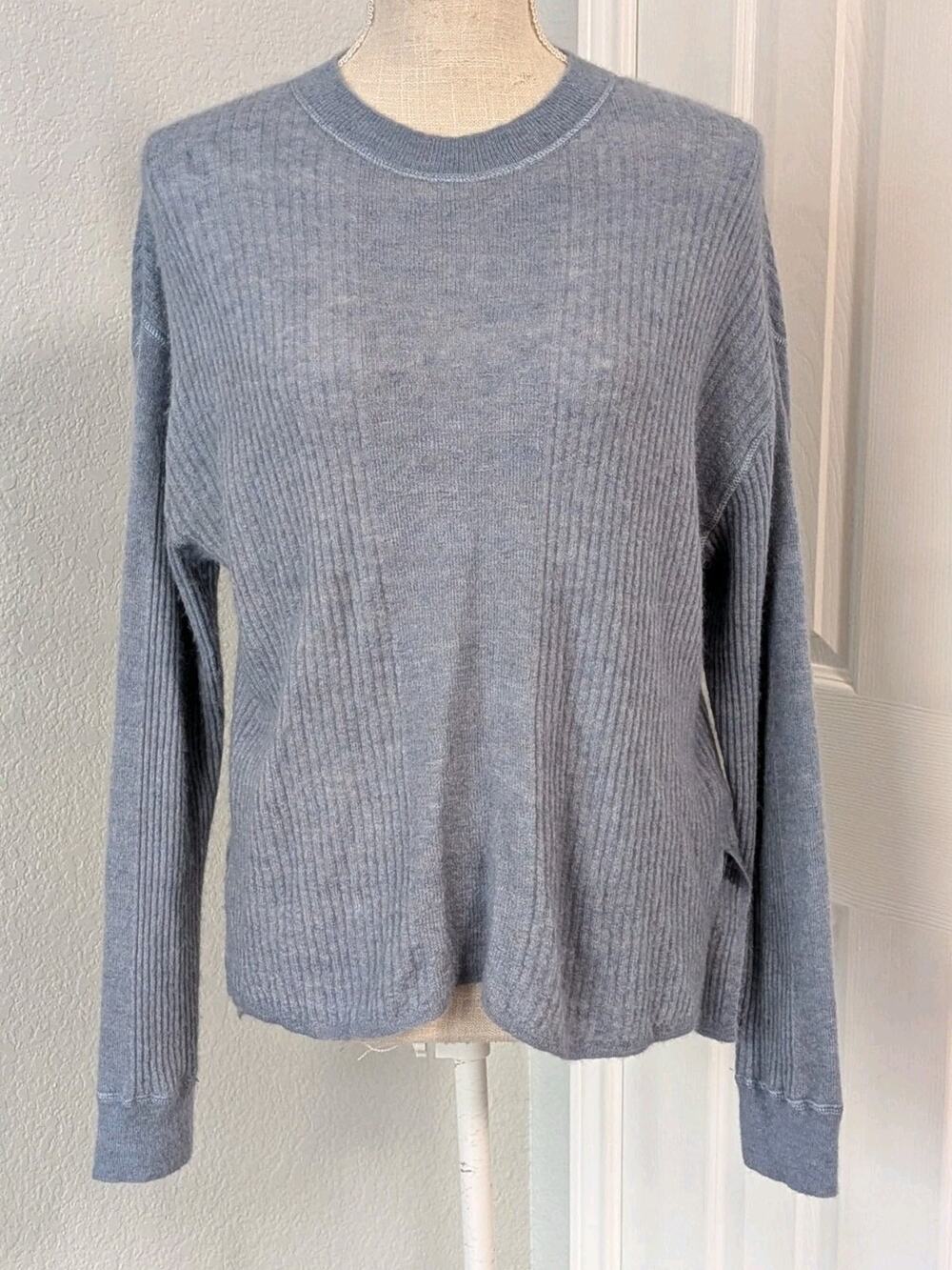 Madewell Sweater Women Medium Relaxed Fit Blue Alpaca Blend Knit Top Minimalist